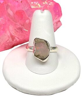 Rough Ethiopian Fire Opal Ring Size 9 Solid 925 Sterling Silver Raw Stone